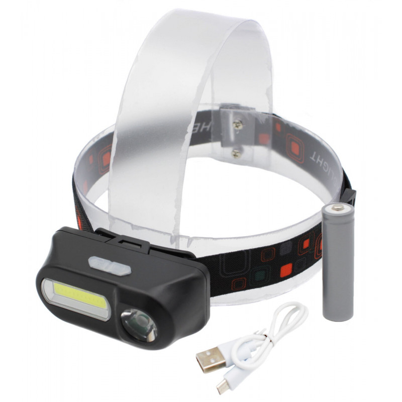 Налобный фонарь Bailong BL-1804, PL185, LED+COB, аккумулятор 18650, micro USB