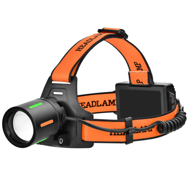 Налобный фонарь Bailong BL-T67-TG+COB, Белый, Красный, 3x18650, 1 режим, power bank, ЗУ Type-C, zoom