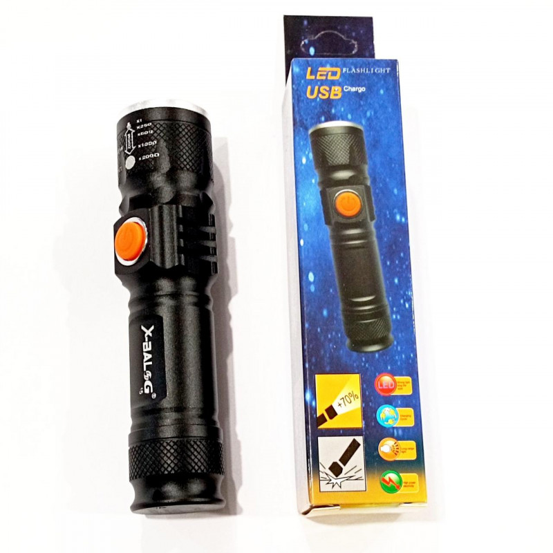 Ручний ліхтар X-Balog BL-515, Li-ion 18650, Zoom, ЗУ USB