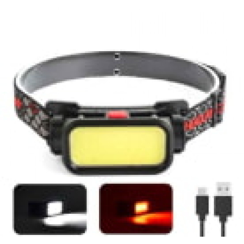 Налобный фонарь Bailong BL-008+COB, белый, красный, li-ion аккумулятор, micro USB, 8773