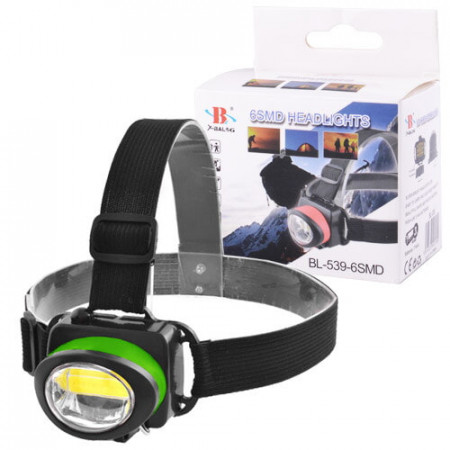 Налобный фонарь Bailong BL-539, COB, 3xAAA