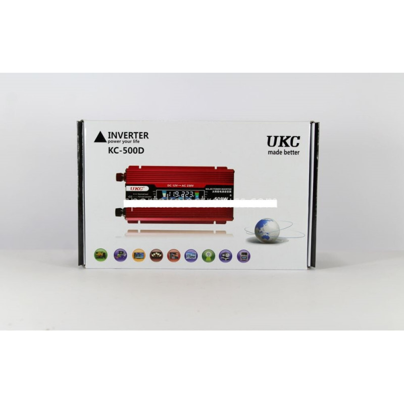 Инвертор преобразователь UKC AC/DC KC-500D 500W 12V + lcd / 3738