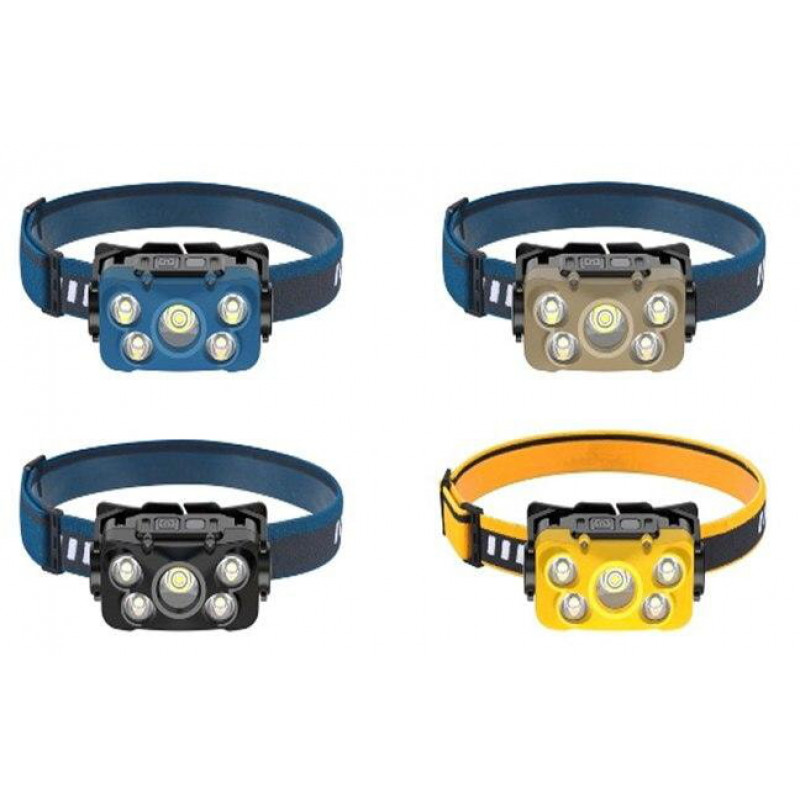Налобный фонарь Rablex RB960, жёлтый+белый+красный, 5хCOB, Sensor, аккум, Type-C