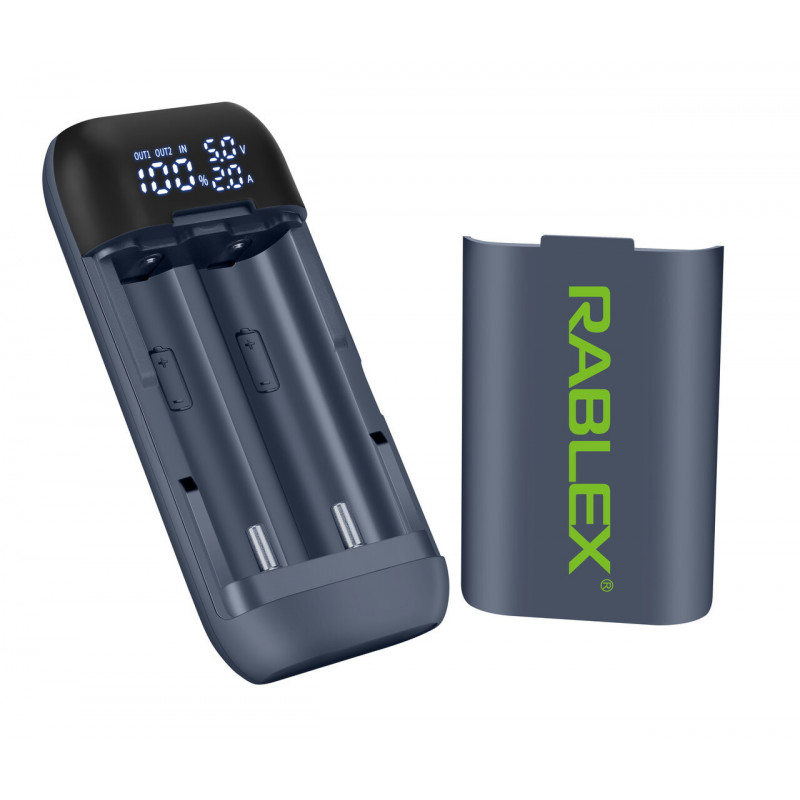 Зарядний пристрій Rablex RB410 з функцією Power Bank / 18650 / екран / type-c