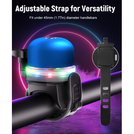 Велосипедный звонок PL-B19R X-56 акамуляторний + RGB LED + Type-C + водонепроницаемый