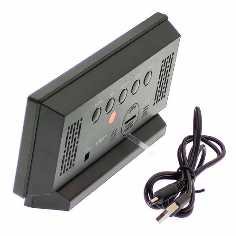Часы электронные VST-897-4, ярко-зеленый,температура, USB
