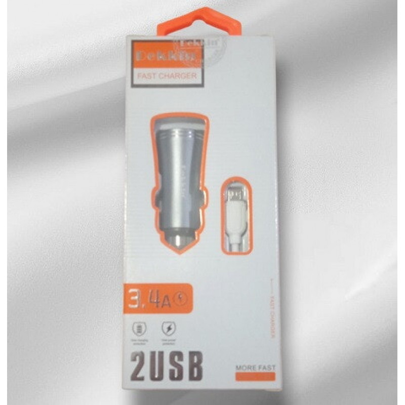 Автомобильное зарядное устройство USB x 2 Dekkin DK-36 / MicroUSB / DC5V-3.4A