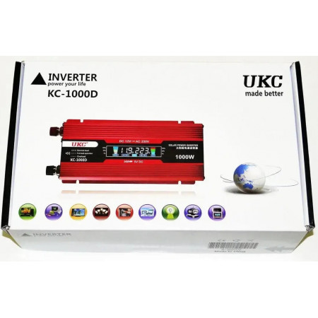 Інвертор перетворювач UKC AC/DC KC-1000D 1000W 12V + lcd / 2812