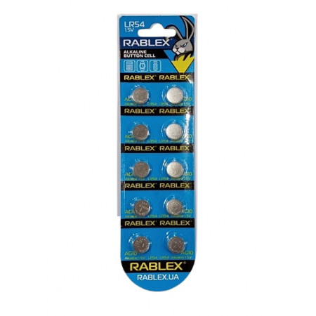 Батарейки-Таблетки Rablex LR54/AG10/1.5V блистер 10шт.