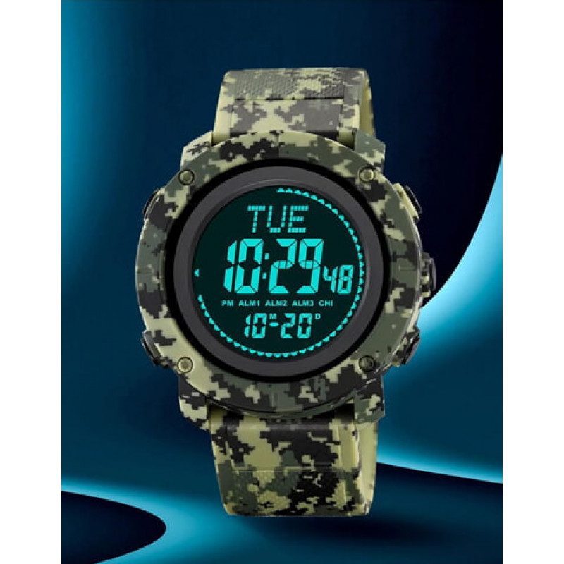Часы наручные SKMEI 2095CMGN, ARMY GREEN CAMOUFLAGE, Compass, 10307