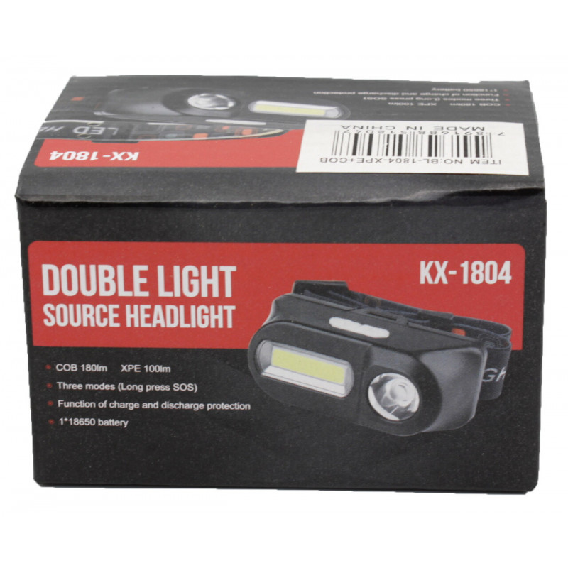 Налобный фонарь Bailong BL-1804, PL185, LED+COB, аккумулятор 18650, micro USB
