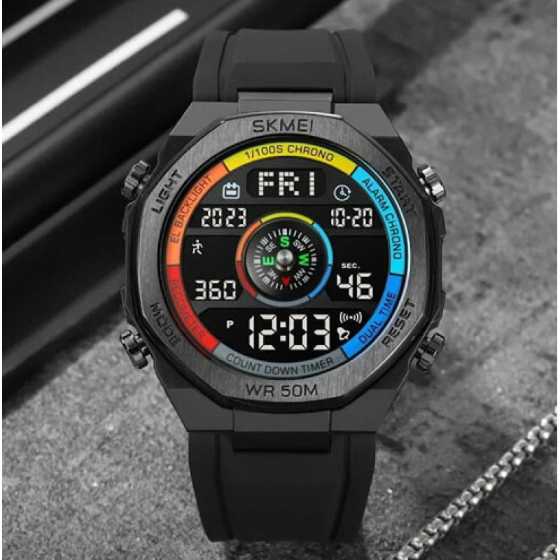Часы наручные SKMEI 2209CKBK, COLORFUL/BLACK, Compass, Pedometer, 10351