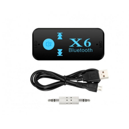Беспроводной адаптер AUX Bluetooth-приемник BT-X6 /  3,5ММ JACK, HANDSFREE В АВТО / 6948