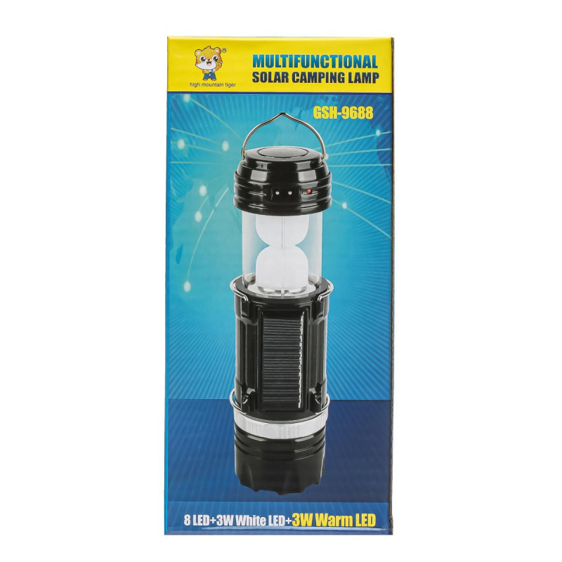 Ліхтар для кемпінгу GSH-9688, акумулятор, сонячна батарея