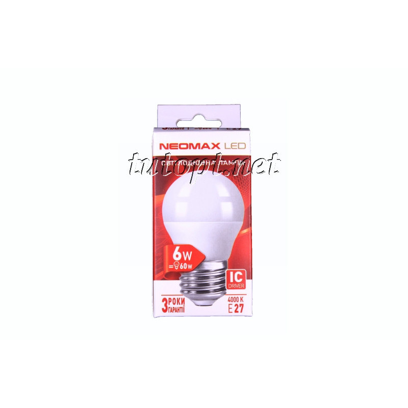 Светодиодная LED лампочка neomax 6W NX6B E27 4000K (Шарик)