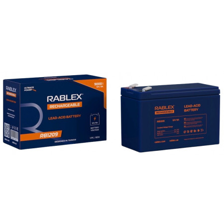 Аккумуляторная батарея Rablex 12V 9Ah (RB1209), свинцово-кислотная (SLA)
