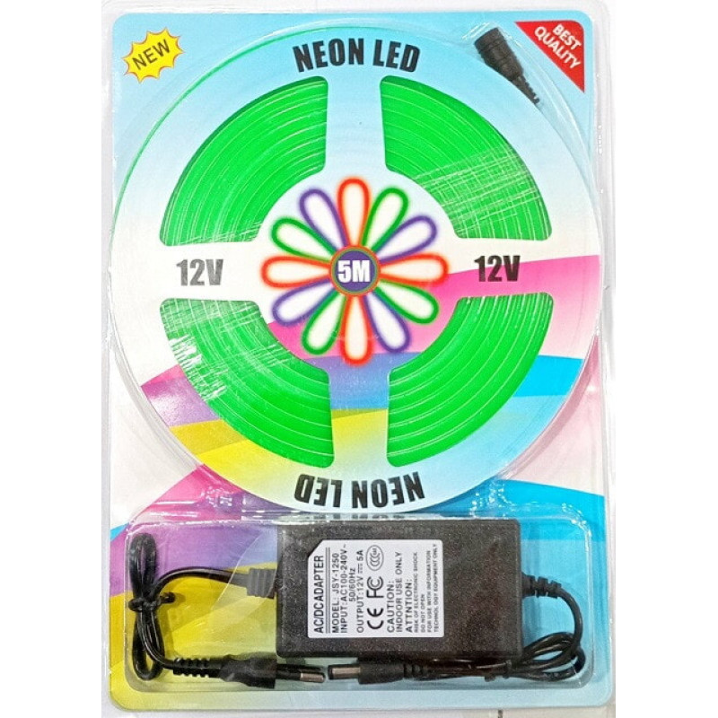 Лента силиконовая LED NEON Зеленая 5 м 12V-220V /0764
