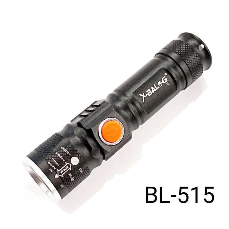 Ручний ліхтар X-Balog BL-515, Li-ion 18650, Zoom, ЗУ USB