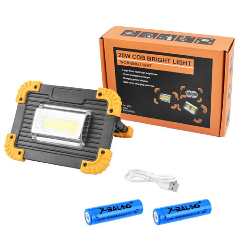 Прожектор светодиодный аккумуляторный L811-20W-COB+1W, ЗУ micro USB, 2x18650/3xAA, Power Bank,