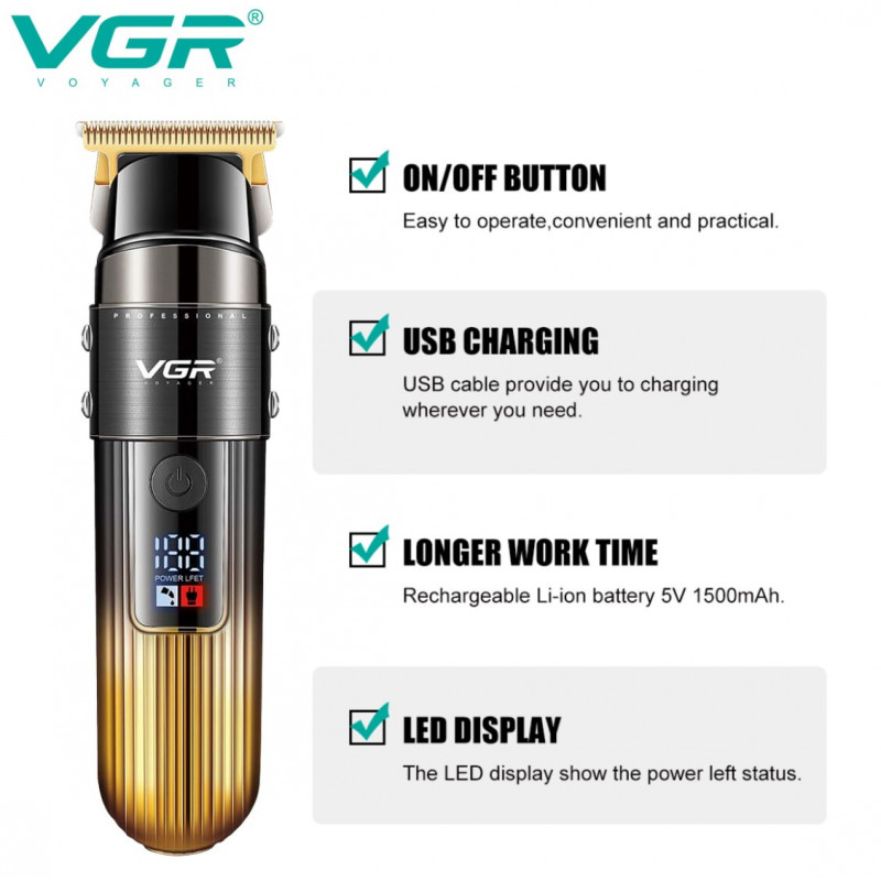 Тример бороди та вусів VGR V-929 Gold