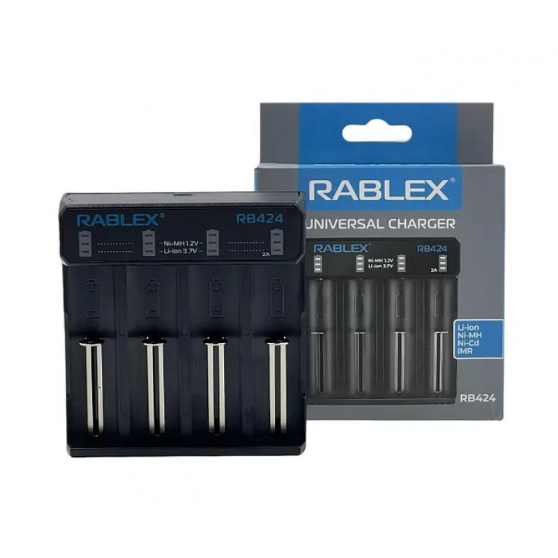 Зарядное устройство Rablex RB424 универсальное на 4 аккум. (Ni-MH/Ni-Cd: AA, AAA, AAAA, C, SC, F6; L