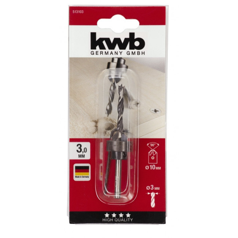Сверло спиральное по дереву с зенкером, 3 мм, KWB (513103)