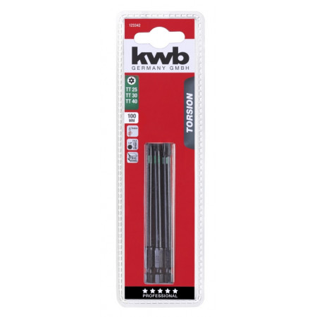 Набор торсионных бит 100 мм, Torx TT25/30/40, 3 шт, KWB (123342)