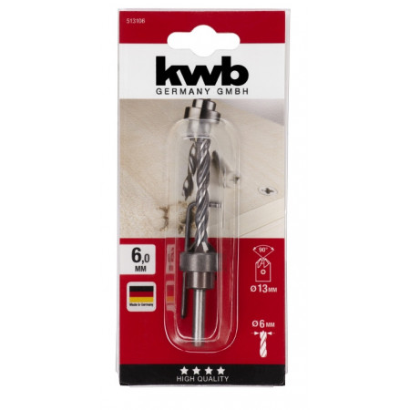 Сверло спиральное по дереву с зенкером, 6 мм, KWB (513106)