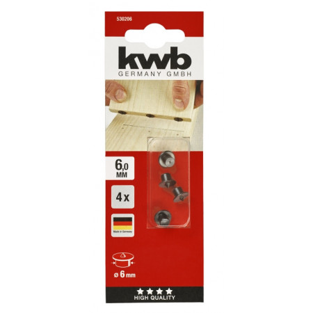 Центр перекладной 6 мм, 4 шт, KWB (530206)