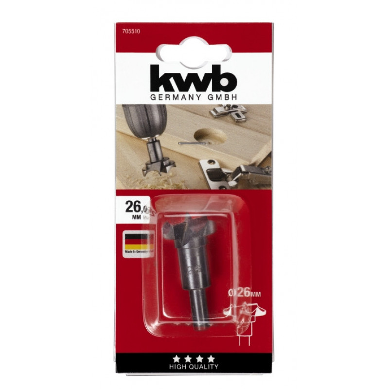 Сверло для отверстий под шарнири, 26 мм, KWB (705510)
