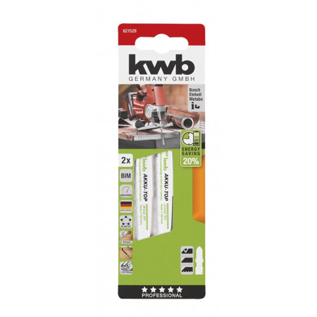 Пилки для лобзика, по металу, Bi-Metall 80/57 мм, 2 шт, ACCU TOP KWB (621520)