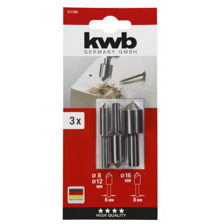 Набор зенкеров по дереву, 3 шт, KWB (511100)