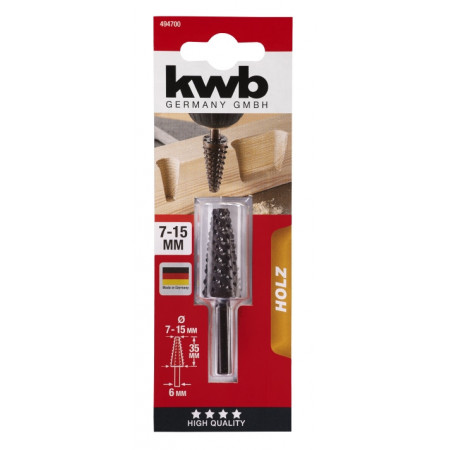 Бор-фреза по дереву конусная, d7-15, 35мм, KWB (494700)