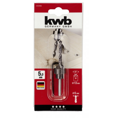 Сверло спиральное по дереву с зенкером, 5 мм, KWB (513105)