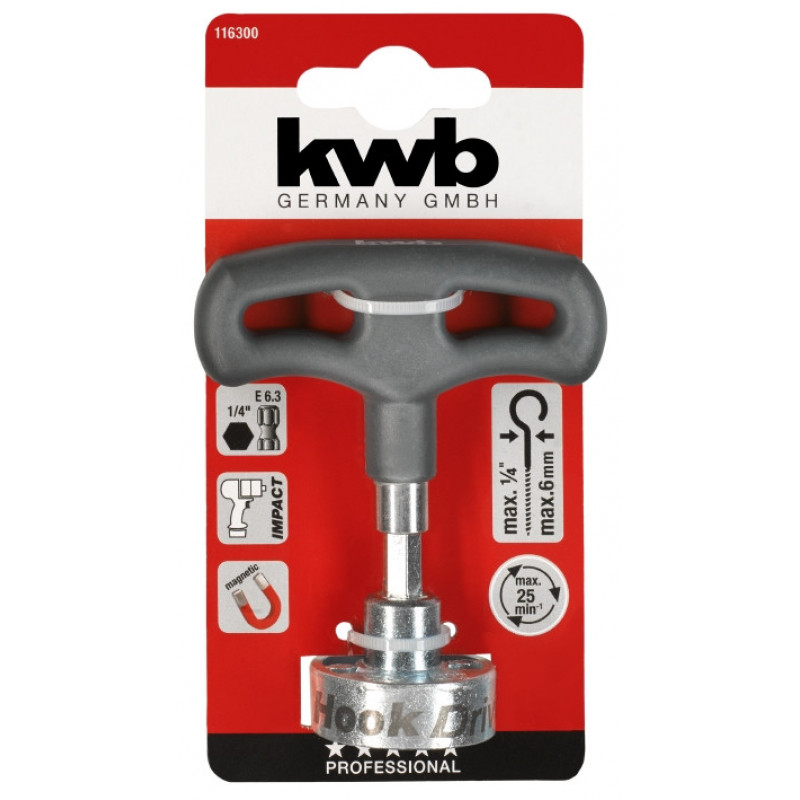 Бит-крючковерт з ручкою, 6мм, d33мм, KWB (116300)