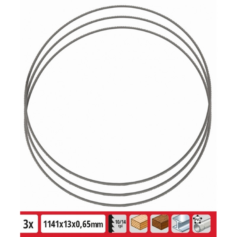 Полотно для ленточной пилы по металлу Einhell TE-MB 18/127 Li 1141x13 мм 10/14Z, 3 шт (4506160)