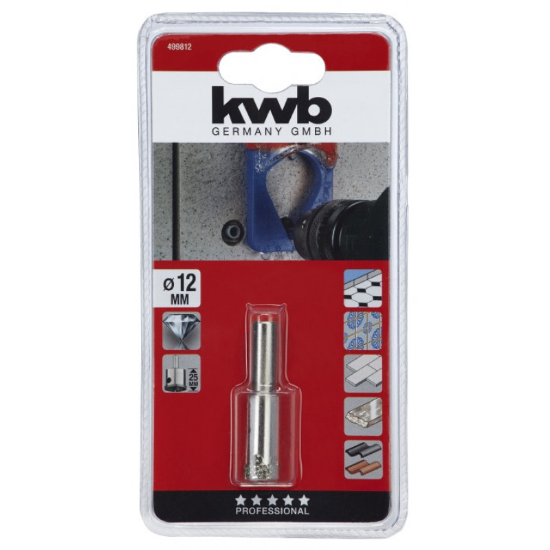 Коронка пильная алмазная 12/25 мм, KWB (499812)