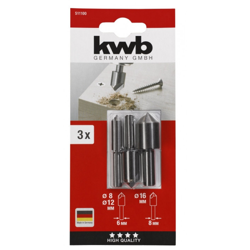 Набор зенкеров по дереву, 3 шт, KWB (511100)