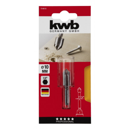 Зенкер WS 10 мм, 7 кромок, 6-гранный хвостовик, KWB (704610)