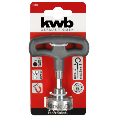 Бит-крючковерт з ручкою, 6мм, d33мм, KWB (116300)