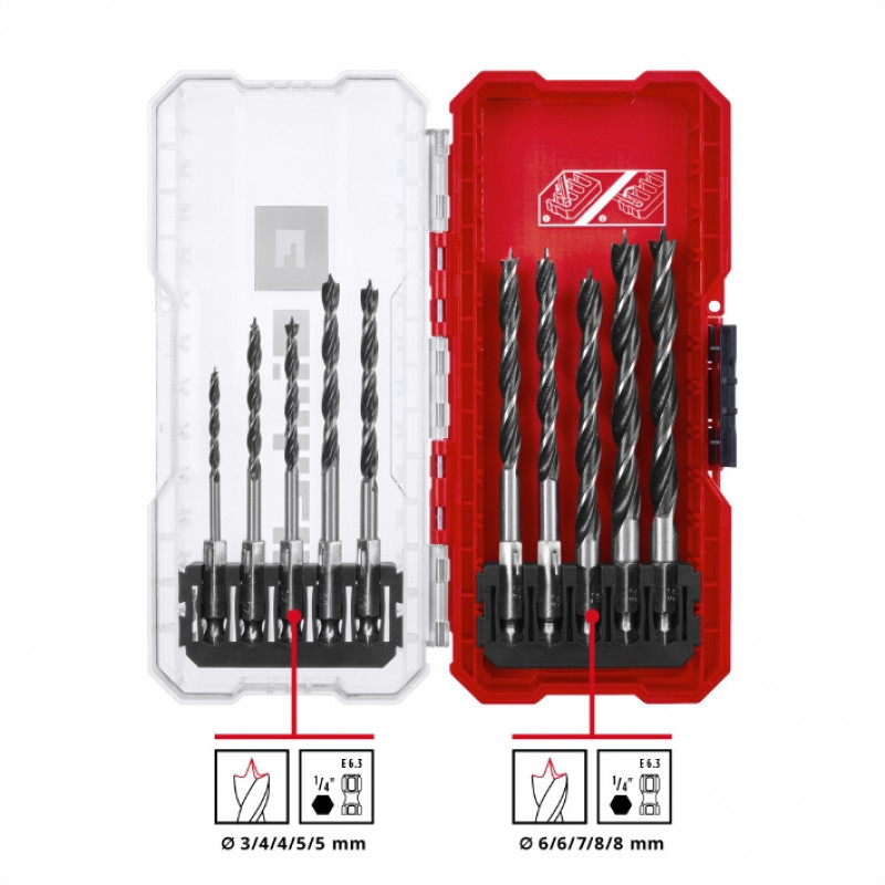 Набір свердел по дереву Einhell HSS, 10 шт, S-Case (108733)