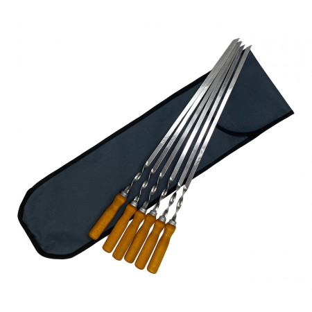 Набор шампуров Mzavod с деревянной ручкой 580х10х2мм 6шт в чехле