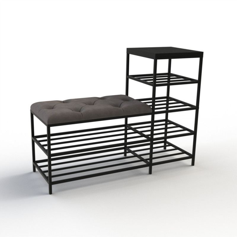 Банкетка для обуви Барселона-1 100см велюр серый/черный 7-5-9005