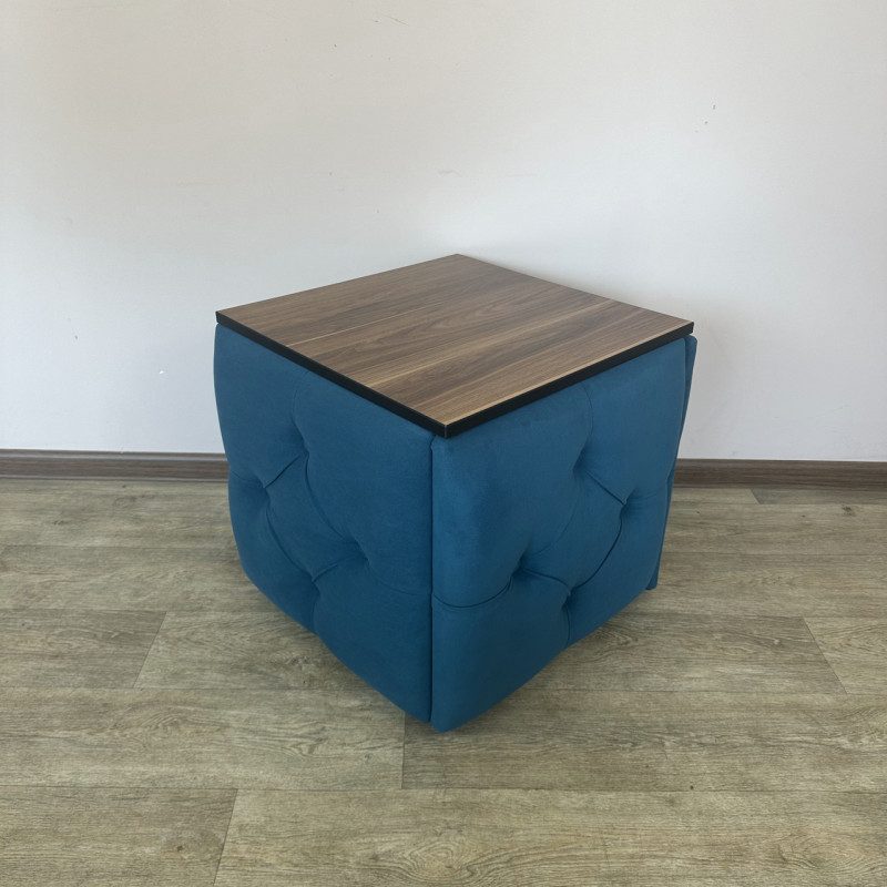 Пуф-трансформер 5в1 Mzavod Остин-1 со столиком велюр бирюзовый/орех калифорнийский 2-4-9005