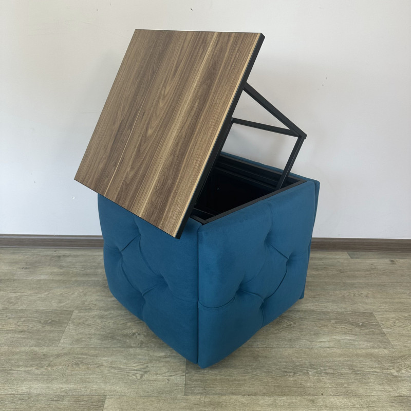 Пуф-трансформер 5в1 Mzavod Остин-1 со столиком велюр бирюзовый/орех калифорнийский 2-4-9005