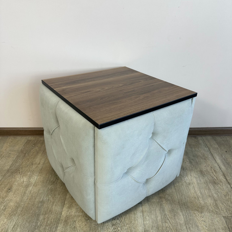 Пуф-трансформер 5в1 Mzavod Остин-1 со столиком велюр светло-серый/орех калифорнийский 6-4-9003