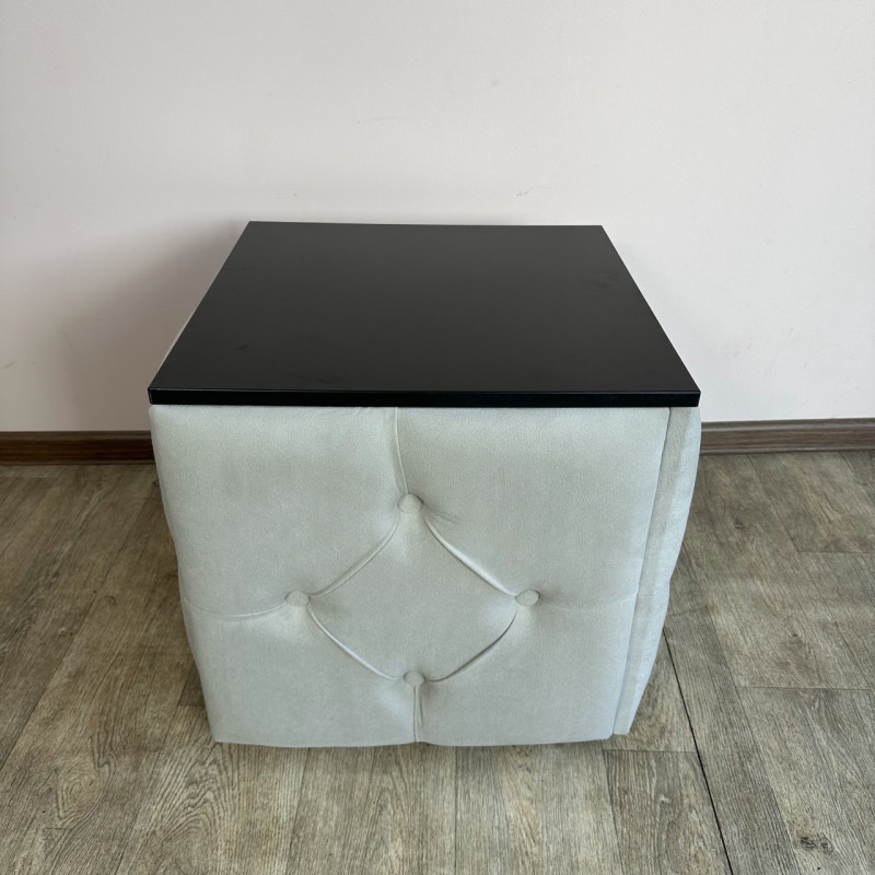 Пуф-трансформер 5в1 Mzavod Остин-1 со столиком велюр светло-серый/черный 6-5-9005