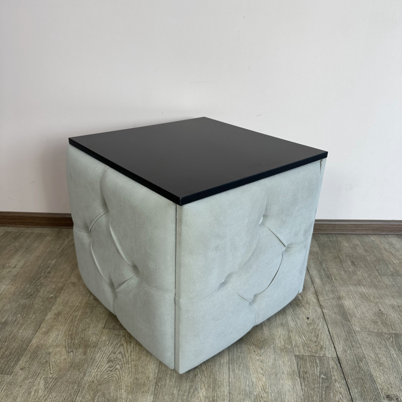 Пуф-трансформер 5в1 Mzavod Остин-1 со столиком велюр светло-серый/черный 6-5-9003