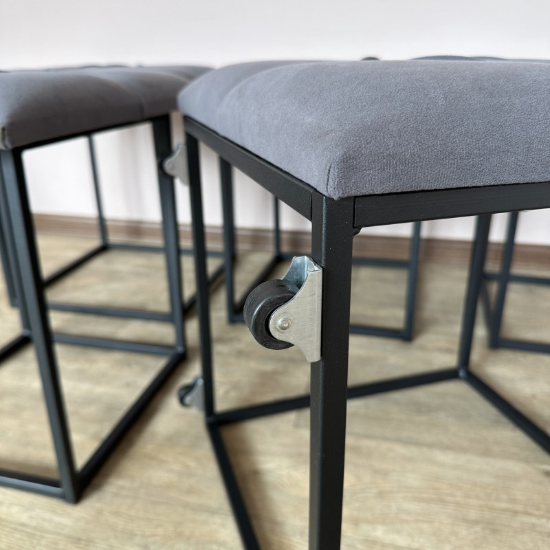 Пуф-трансформер 5в1 Mzavod Остин-4 со столиком велюр серый/орех калифорнийский 7-4-9005