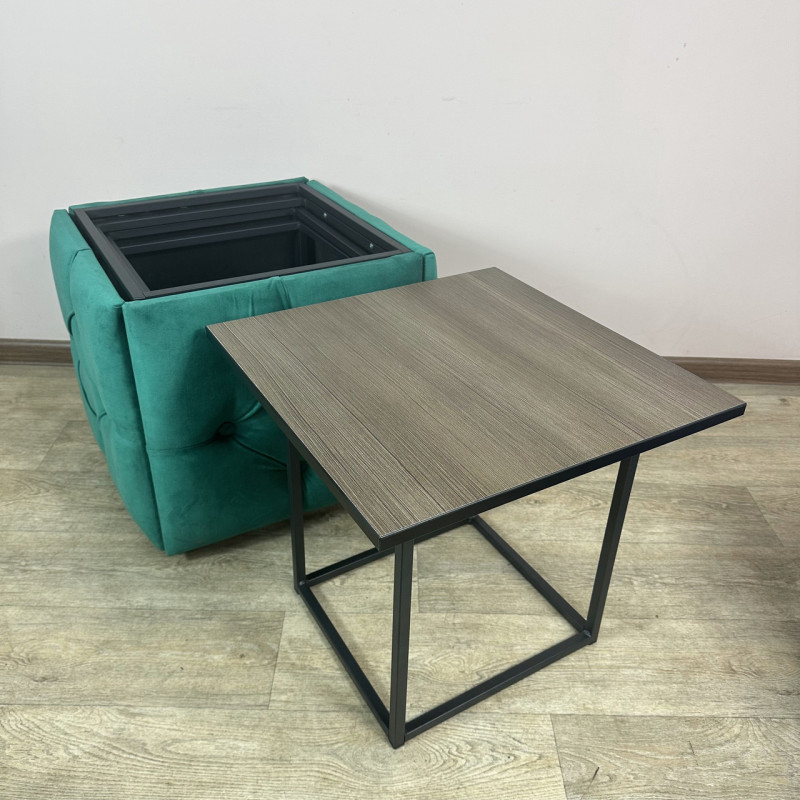 Пуф-трансформер 5в1 Остін-1 зі столиком велюр смарагдовий/ріголетто темний 8-1-9005